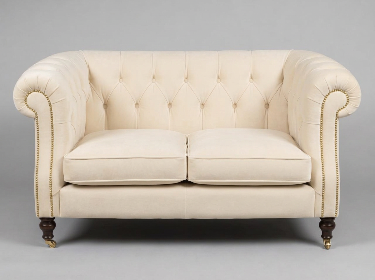 Tufted Loveseat after professional restoration