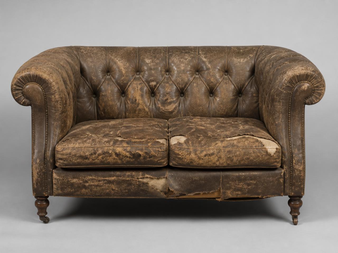 Tufted Loveseat before repair